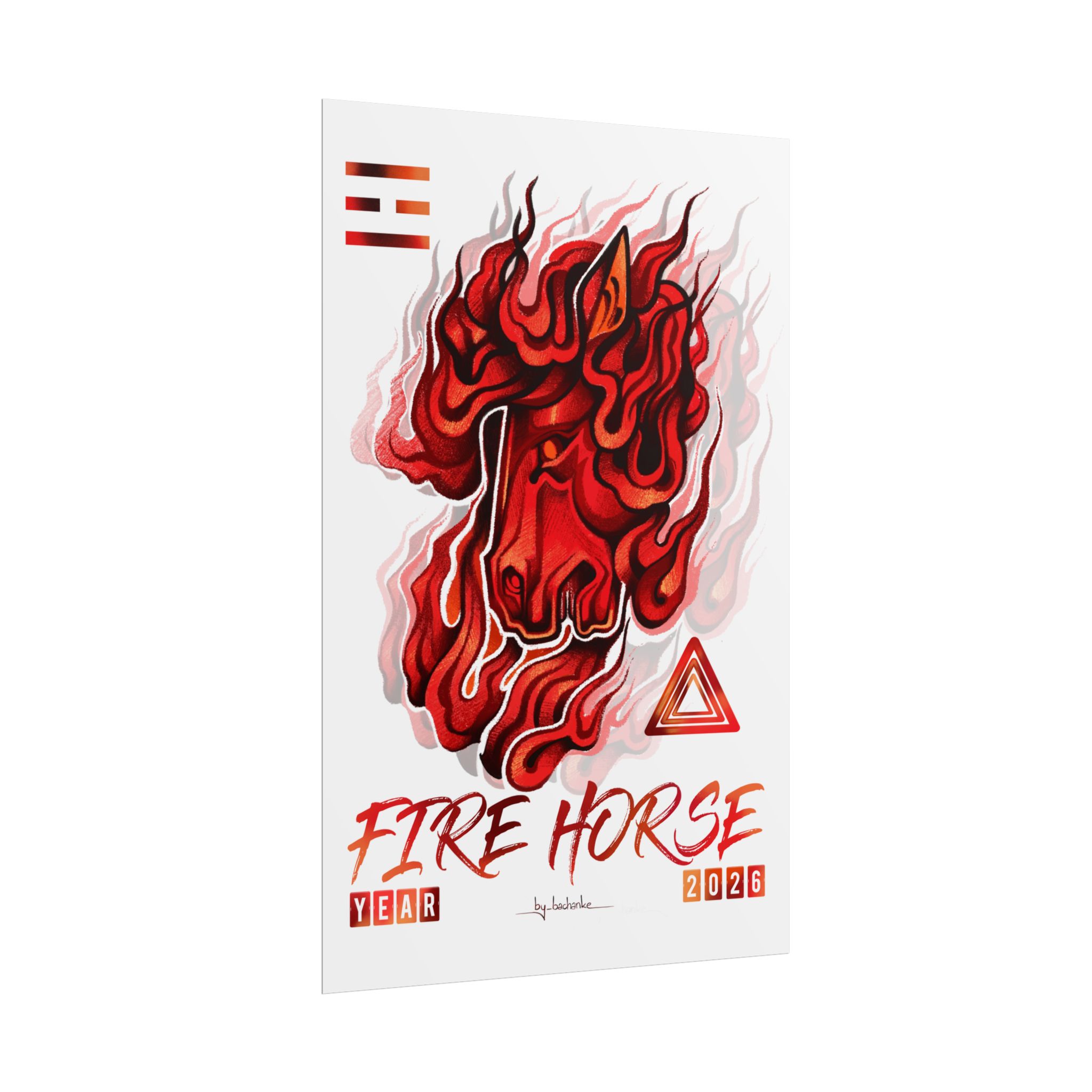 Fire Horse Rolled Poster — Fiery 2026 Zodiac Art Print - Image 143
