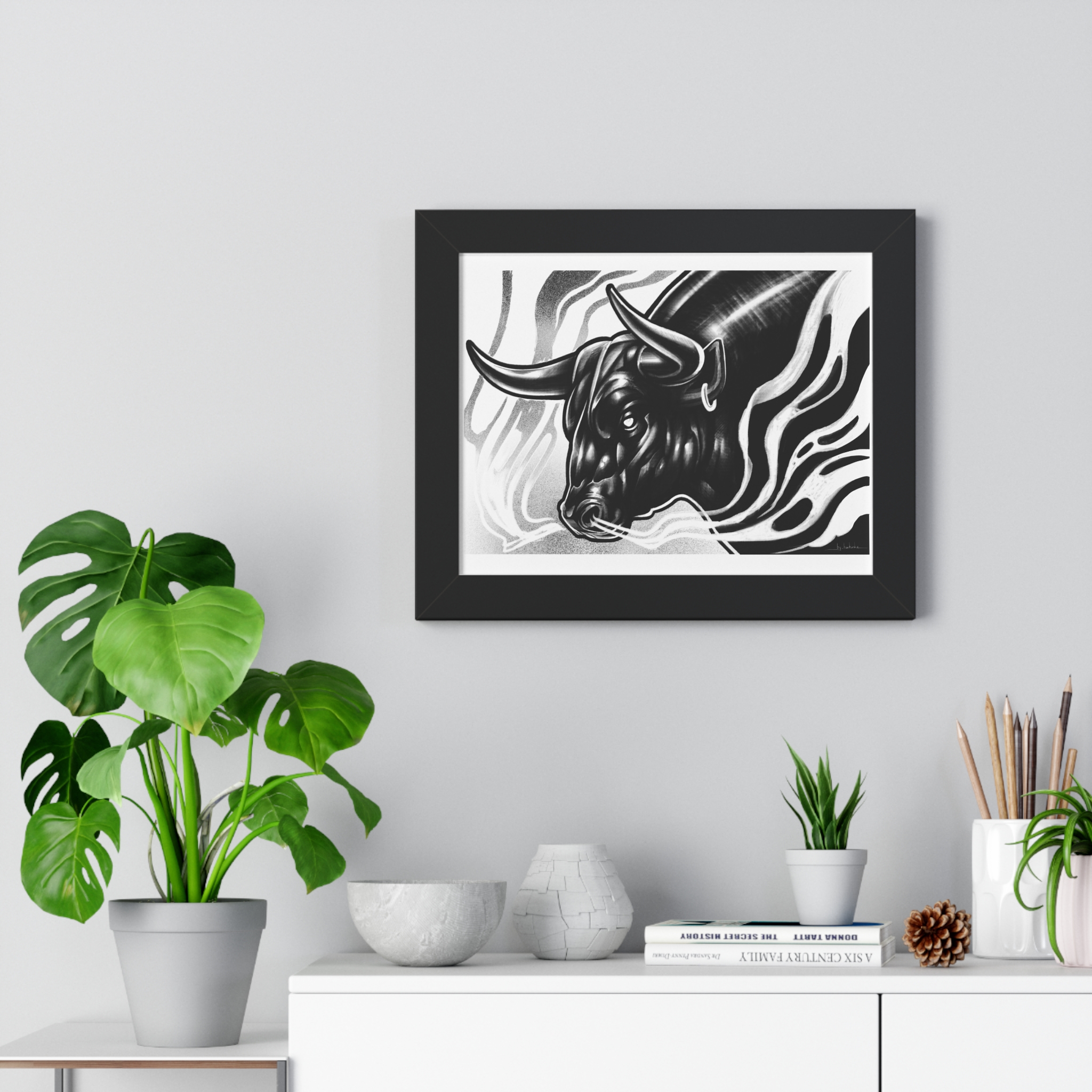 Bull Head Framed Poster — Monochrome Zodiac/Taurus Wall Art - Image 2