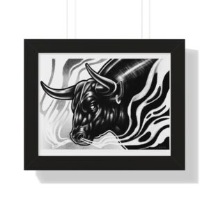 Bull Head Framed Poster — Monochrome Zodiac/Taurus Wall Art