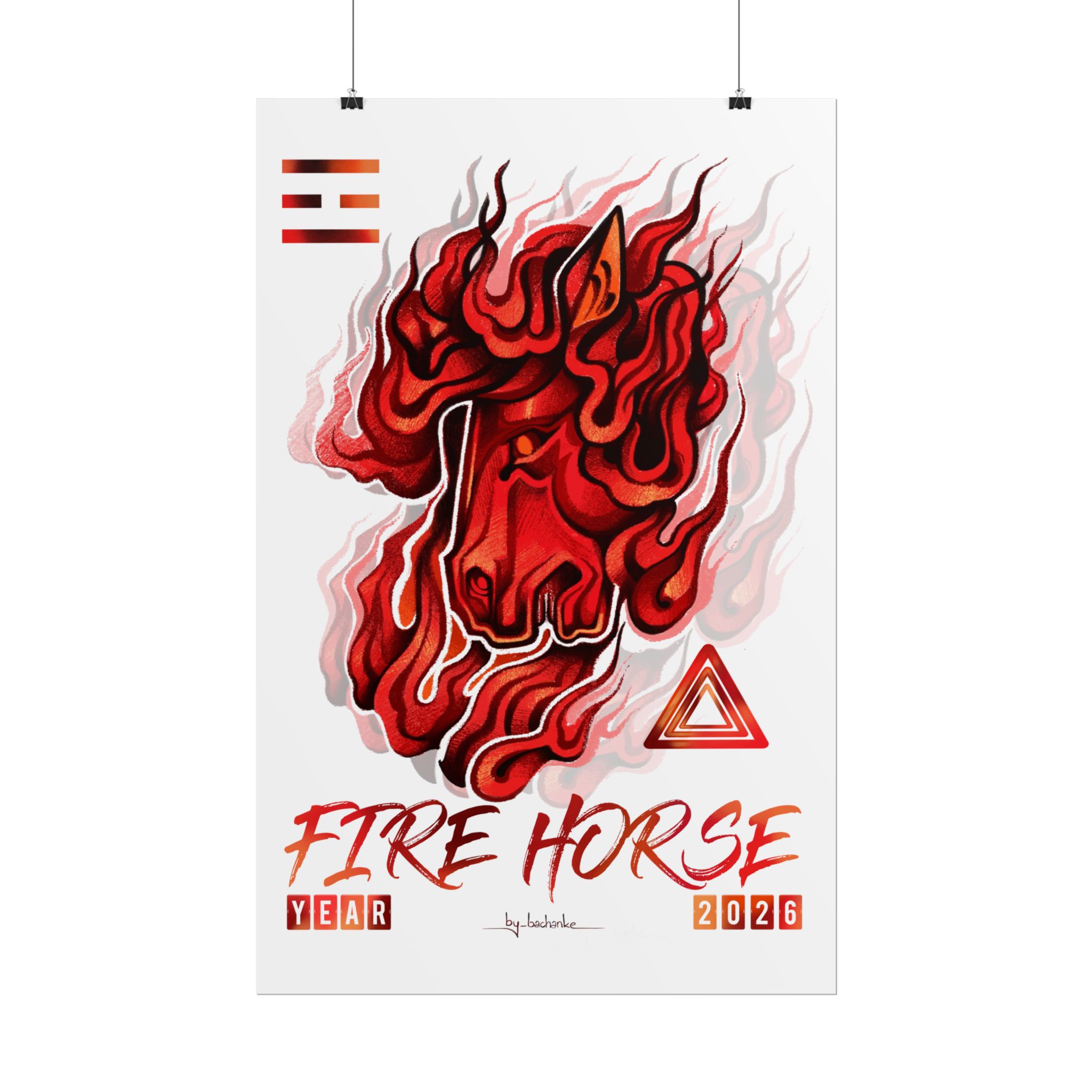Fire Horse Rolled Poster — Fiery 2026 Zodiac Art Print - Image 142
