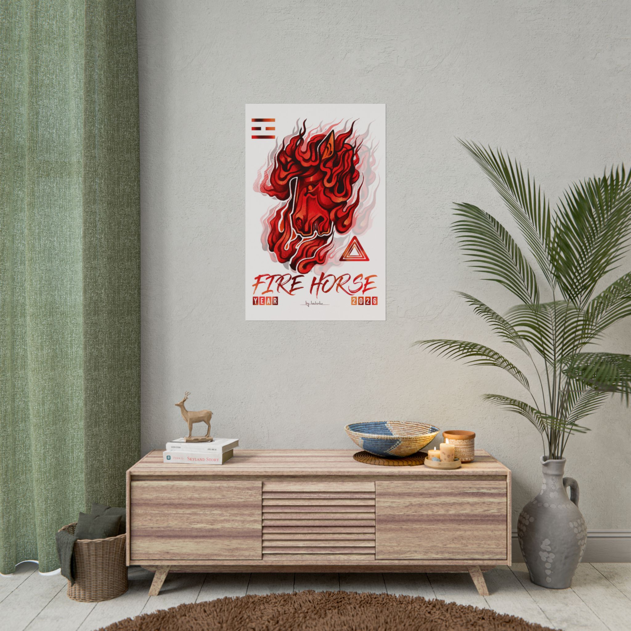 Fire Horse Rolled Poster — Fiery 2026 Zodiac Art Print - Image 144