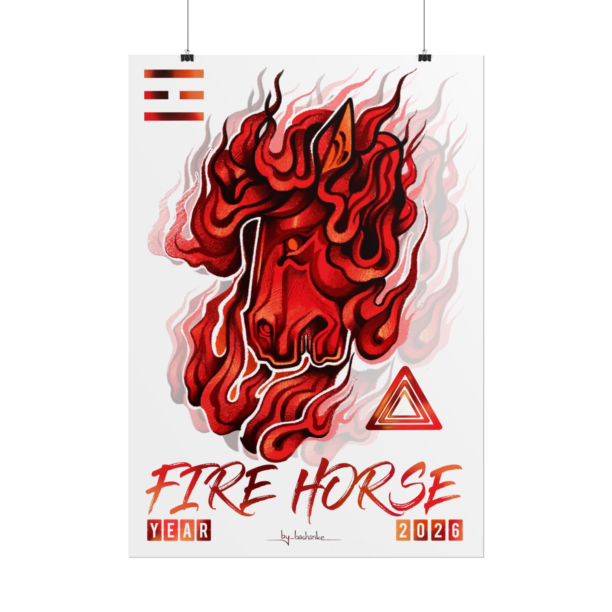 Fire Horse Rolled Poster — Fiery 2026 Zodiac Art Print - Image 146