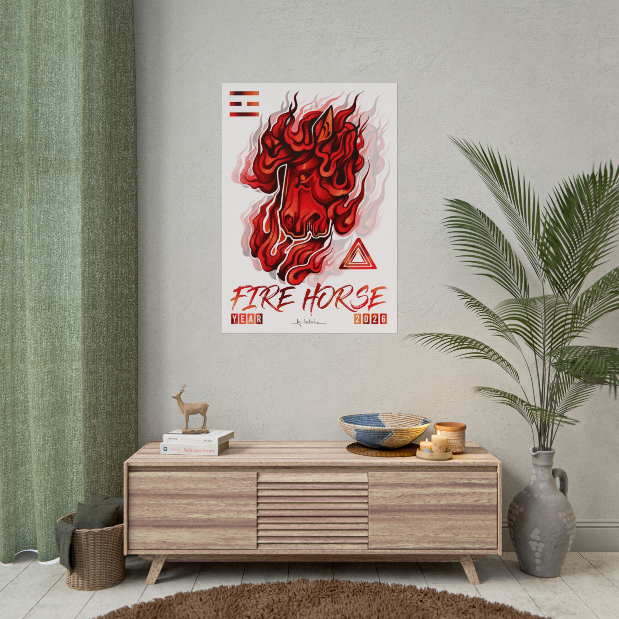 Fire Horse Rolled Poster — Fiery 2026 Zodiac Art Print - Image 156