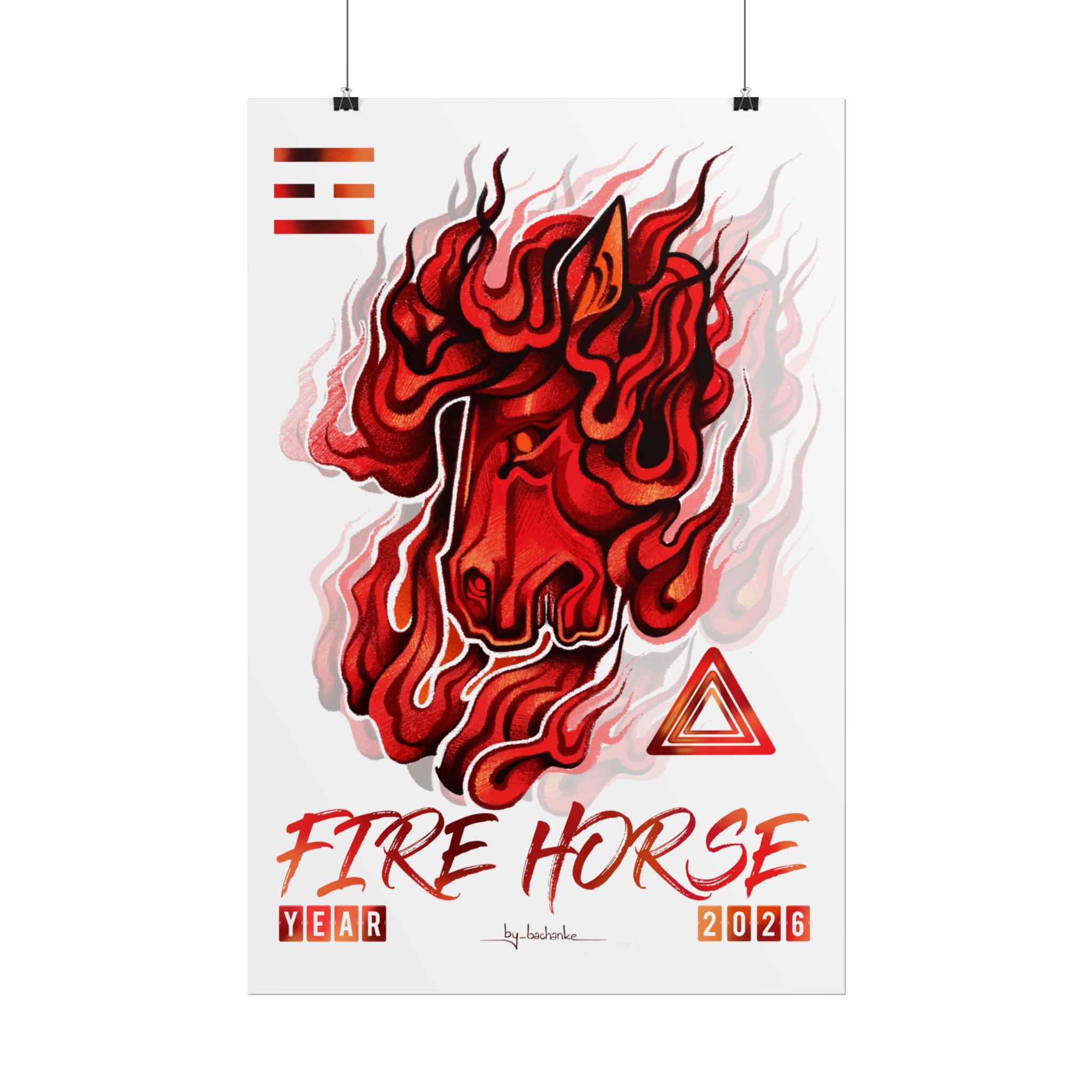 Fire Horse Rolled Poster — Fiery 2026 Zodiac Art Print - Image 138
