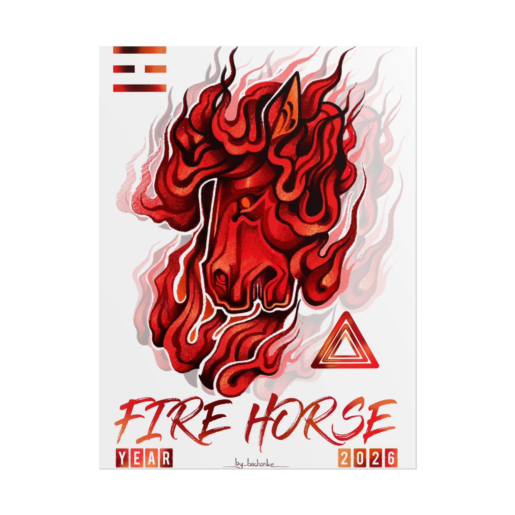 Fire Horse Rolled Poster — Fiery 2026 Zodiac Art Print - Image 149